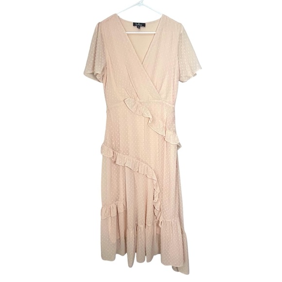 Lulus Next to You Cream Swiss Dot Ruffled Midi Dress Size Medium - Picture 13 of 14